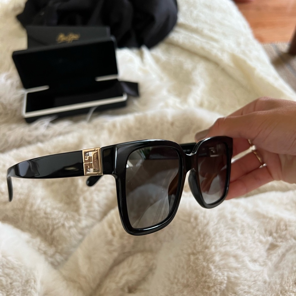 Givenchy Black Square Frame Sunglasses with Gold Logo Accent